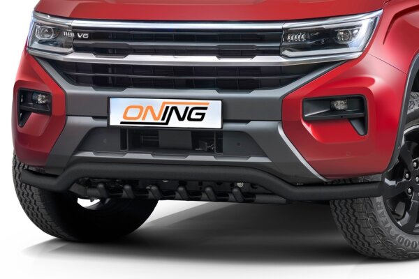 Frontbügel SCHWARZ mit Unterbodenschutz für VW Amarok 2023- 70mm breit Edelstahl Gutachten