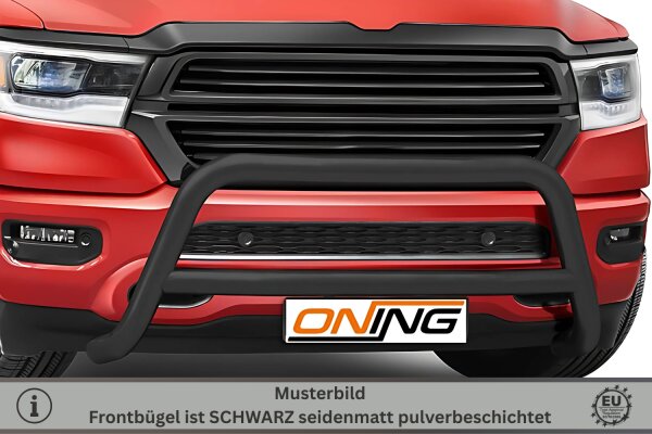 Frontbügel mit Querstrebe für DODGE RAM 1500 ab 2019- aus Edelstahl SCHWARZ Ø76mm Gutachten
