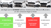 Frontbügel Edelstahl schwarz für Ford Transit Courier / Tourneo 2014 - 2017 Ø63mm mit Gutachten