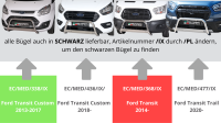 Frontbügel Edelstahl schwarz für Ford Transit Courier / Tourneo 2014 - 2017 Ø63mm mit Gutachten