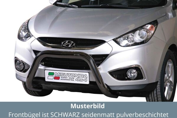 Frontbügel Edelstahl schwarz für Hyundai IX 35 2011 - 76mm mit Gutachten Frontschutzbügel