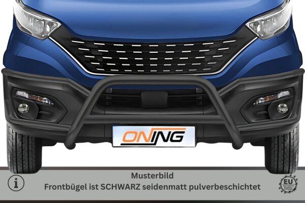 Frontbügel SCHWARZ mit Querstreben für Iveco Daily 2019-2024 Ø70mm Edelstahl Gutachten