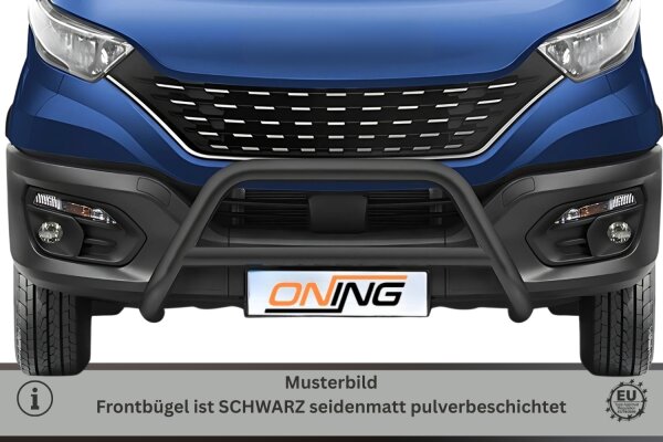 Frontbügel SCHWARZ mit Querstreben für Iveco Daily 2019-2024 Ø70mm Edelstahl Gutachten