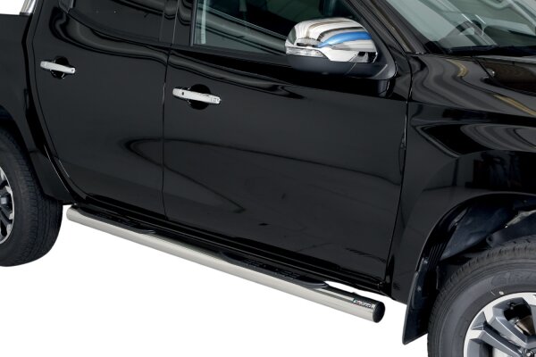 Schwellerrohre mit Tritt für MITSUBISHI L200 Doppelkabine Bj. 2019- Ø76mm TÜV
