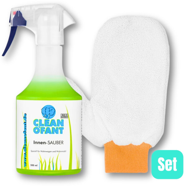 CLEANOFANT Innen-SAUBER (Innenreiniger) 500 ml + Mikrofaser-Reinigungshandschuh