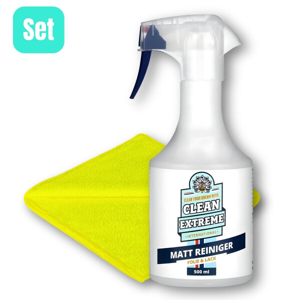 CLEANEXTREME Matt Reiniger Folie & Lack 500 ml + MICRO Allroundtuch GELB