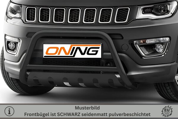 Frontschutzbügel mit Unterfahrschutz für Jeep Compass 2017-2021 schwarz 60mm Edelstahl mit Gutachten