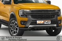 Frontschutzbügel breit Unterbodenschutz für Ford Ranger 2023- schwarz 70mm Edelstahl mit Gutachten