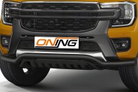 Frontschutzbügel breit Unterbodenschutz für Ford Ranger 2023- schwarz 70mm Edelstahl mit Gutachten