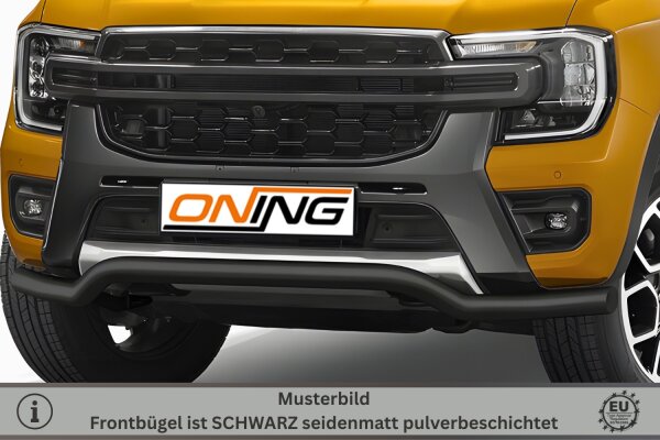 Frontschutzbügel breit für Ford Ranger 2023- schwarz 70mm Edelstahl mit Gutachten