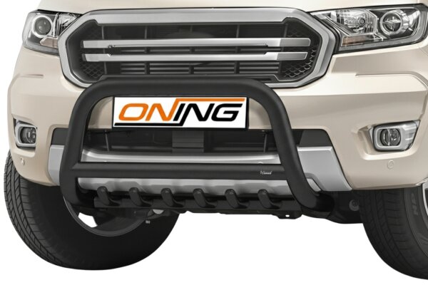 Frontschutzbügel mit Unterfahrschutz für Ford Ranger (TKE) 2019-2022 schwarz 70mm Edelstahl mit Gutachten
