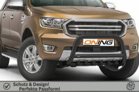 Frontschutzbügel mit Unterfahrschutz für Ford Ranger (TKE) 2019-2022 schwarz 70mm Edelstahl mit Gutachten