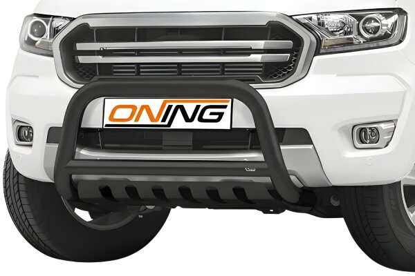 Frontschutzbügel mit Unterfahrschutz für Ford Ranger (TKE) 2019-2022 schwarz 70mm Edelstahl mit Gutachten