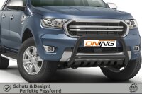 Frontschutzbügel mit Unterfahrschutz für Ford Ranger (TKE) 2019-2022 schwarz 70mm Edelstahl mit Gutachten