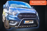 Frontschutzbügel mit Unterfahrschutz für Ford Transit Custom 2018-2023 schwarz 70mm Edelstahl mit Gutachten