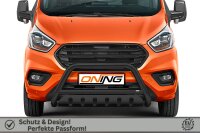 Frontschutzbügel mit Unterfahrschutz für Ford Transit Custom 2018-2023 schwarz 70mm Edelstahl mit Gutachten