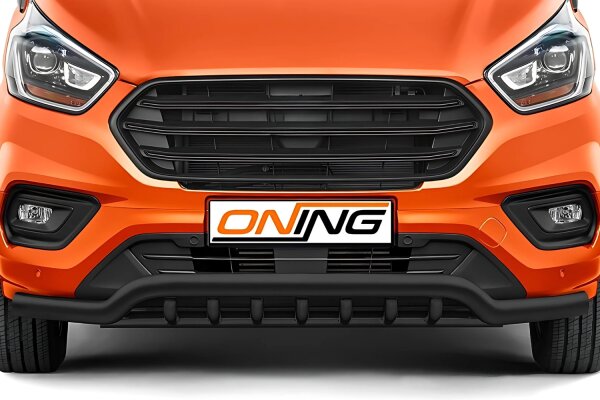 Frontschutzbügel breit Unterbodenschutz für Ford Transit Custom 2018-2023 schwarz 70mm Edelstahl mit Gutachten breit