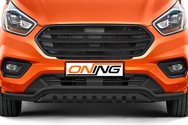 Frontschutzbügel breit Unterbodenschutz für Ford Transit Custom 2018-2023 schwarz 70mm Edelstahl mit Gutachten breit