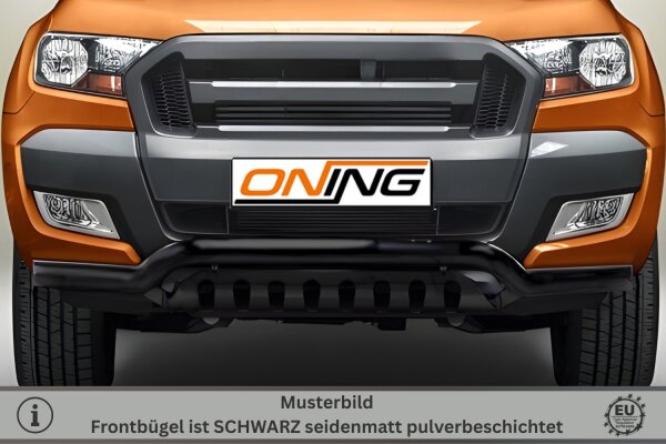 Frontschutzbügel mit Unterfahrschutz für Ford Ranger (TKE) 2016-2019 schwarz 70mm Edelstahl mit Gutachten