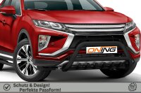Frontschutzbügel mit Unterfahrschutz für Mitsubishi Eclipse Cross 2017-2019 schwarz 70mm Edelstahl mit Gutachten