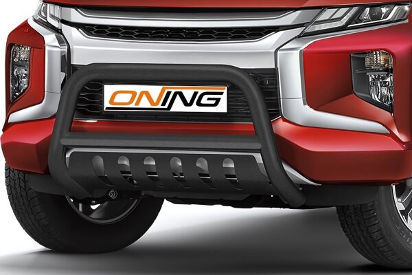 Frontschutzbügel mit Unterfahrschutz für Mitsubishi L200 2019- schwarz 70mm Edelstahl mit Gutachten