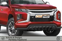 Frontschutzbügel breit Unterbodenschutz für Mitsubishi L200 2019- schwarz 70mm Edelstahl mit Gutachten breit