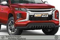 Frontschutzbügel breit Unterbodenschutz für Mitsubishi L200 2019- schwarz 70mm Edelstahl mit Gutachten breit