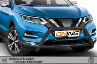 Frontschutzbügel für Nissan Qashqai (J11) 2017-2021 schwarz 70mm Edelstahl mit Gutachten