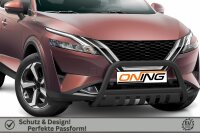 Frontschutzbügel mit Unterfahrschutz für Nissan Qashqai (J12) 2021- schwarz 60mm Edelstahl mit Gutachten