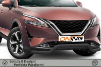 Frontschutzbügel breit für Nissan Qashqai (J12) 2021- schwarz 70mm Edelstahl mit Gutachten breit