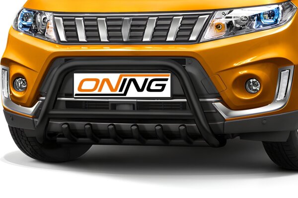 Frontschutzbügel mit Unterfahrschutz für Suzuki Vitara (LY) 2018- schwarz 60mm Edelstahl mit Gutachten