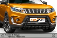 Frontschutzbügel mit Unterfahrschutz für Suzuki Vitara (LY) 2018- schwarz 60mm Edelstahl mit Gutachten