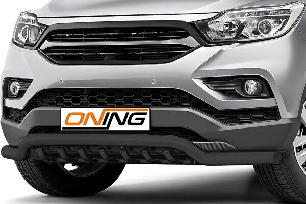 Frontschutzbügel breit Unterbodenschutz für SsangYong Musso 2018-2021 schwarz 70mm Edelstahl mit Gutachten breit