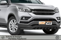 Frontschutzbügel breit Unterbodenschutz für SsangYong Musso 2018-2021 schwarz 70mm Edelstahl mit Gutachten breit