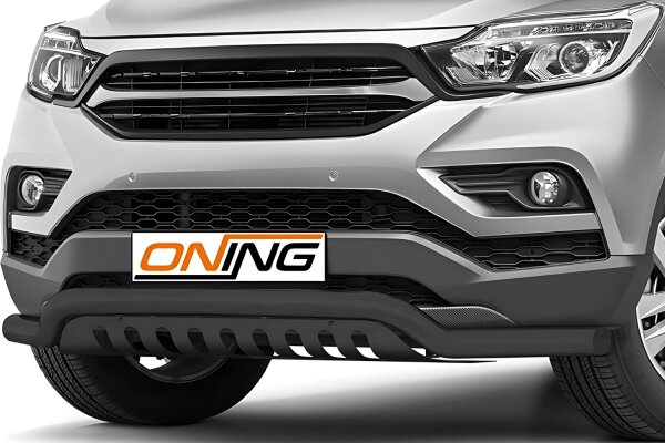 Frontschutzbügel breit Unterbodenschutz für SsangYong Musso 2018-2021 schwarz 70mm Edelstahl mit Gutachten breit