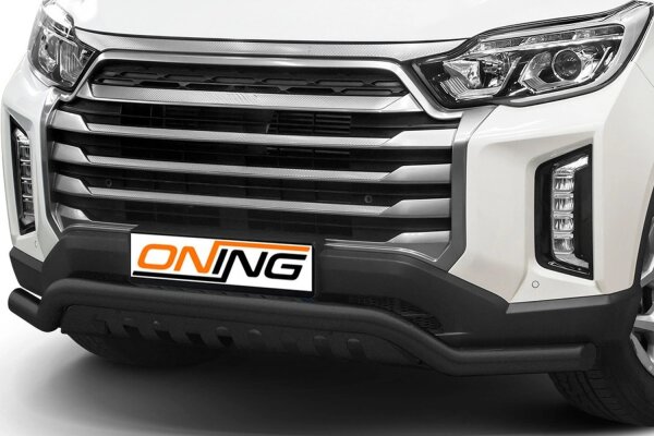 Frontschutzbügel breit Unterbodenschutz für SsangYong Musso 2021- schwarz 70mm Edelstahl mit Gutachten breit
