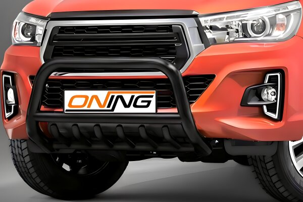 Frontschutzbügel mit Unterfahrschutz für Toyota Hilux 2018-2021 schwarz 70mm Edelstahl mit Gutachten