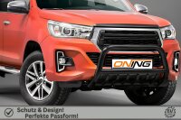 Frontschutzbügel mit Unterfahrschutz für Toyota Hilux 2018-2021 schwarz 70mm Edelstahl mit Gutachten