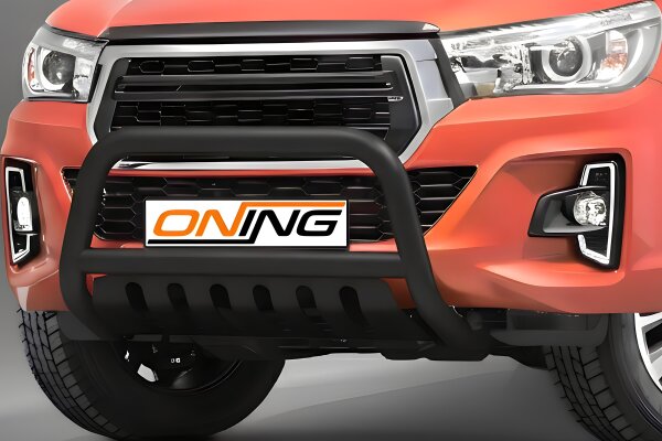 Frontschutzbügel mit Unterfahrschutz für Toyota Hilux 2018-2021 schwarz 70mm Edelstahl mit Gutachten