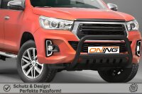 Frontschutzbügel mit Unterfahrschutz für Toyota Hilux 2018-2021 schwarz 70mm Edelstahl mit Gutachten