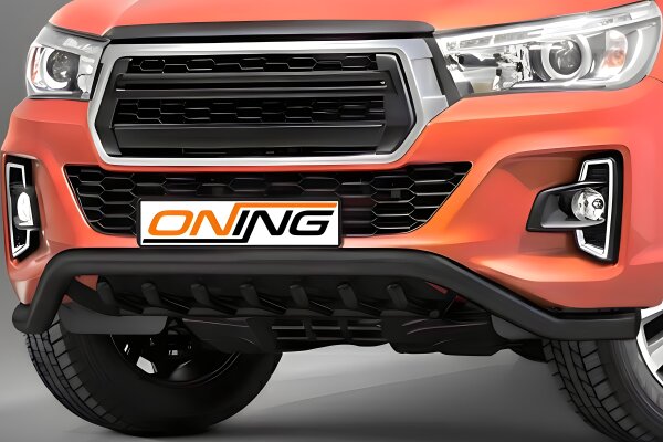 Frontschutzbügel breit Unterbodenschutz für Toyota Hilux 2018-2021 schwarz 70mm Edelstahl mit Gutachten