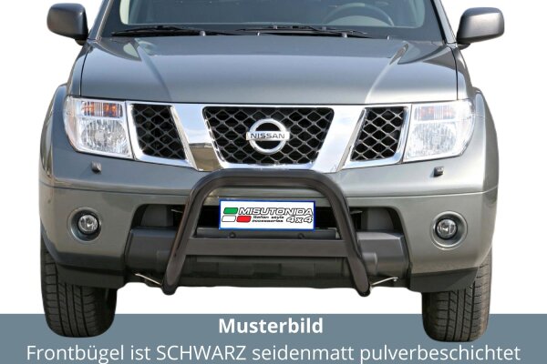 Frontbügel Edelstahl schwarz für Nissan Navara 2005 - 2009 63mm mit Gutachten