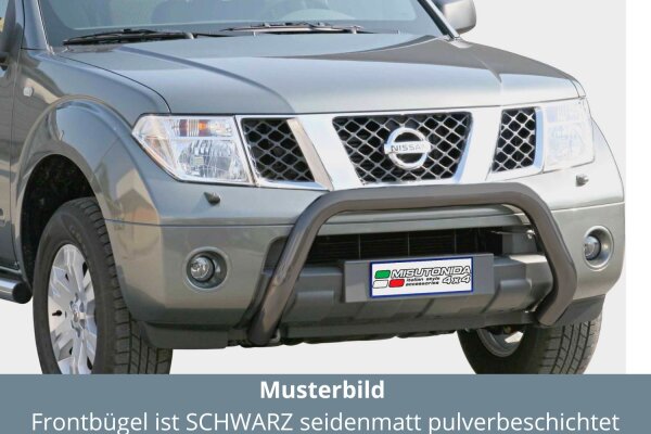 Frontbügel Edelstahl schwarz für Nissan Navara 2005 - 2009 76mm mit Gutachten