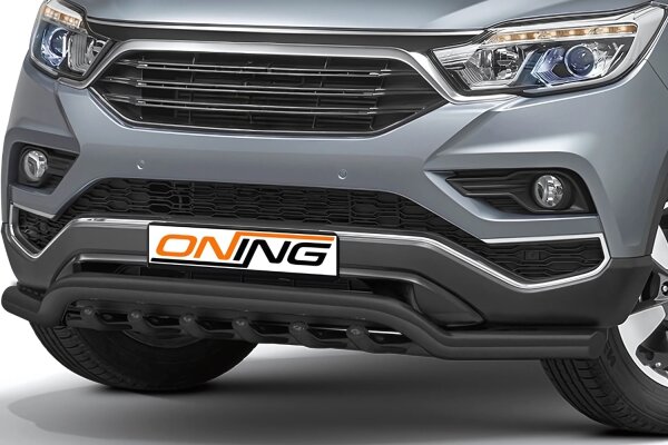 Frontschutzbügel breit Unterbodenschutz für SsangYong Rexton 2018-2021 schwarz 70mm Edelstahl mit Gutachten breit