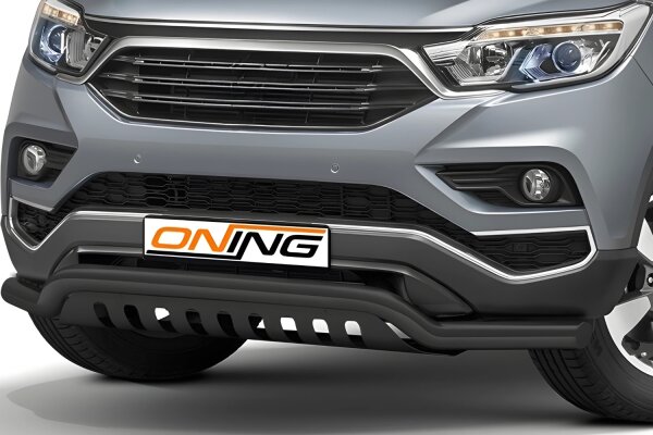 Frontschutzbügel breit Unterbodenschutz für SsangYong Rexton 2018-2021 schwarz 70mm Edelstahl mit Gutachten breit