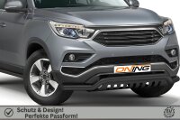 Frontschutzbügel breit Unterbodenschutz für SsangYong Rexton 2018-2021 schwarz 70mm Edelstahl mit Gutachten breit