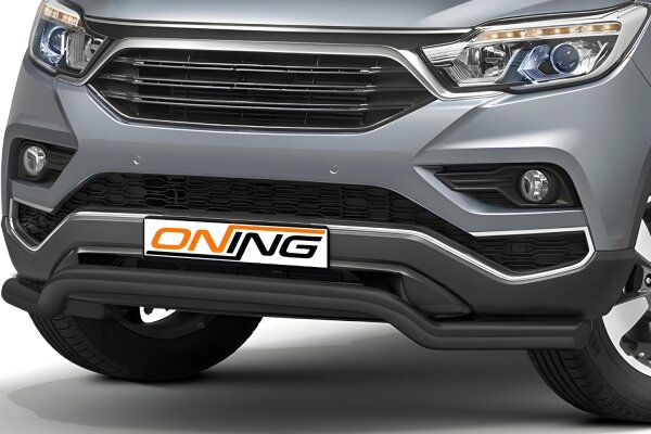 Frontschutzbügel breit für SsangYong Rexton 2018-2021 schwarz 70mm Edelstahl mit Gutachten breit