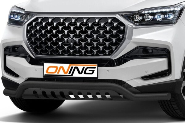 Frontschutzbügel breit Unterbodenschutz für SsangYong Rexton 2021- schwarz 70mm Edelstahl mit Gutachten breit