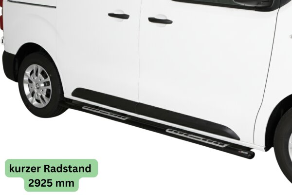 Schwellerrohre SCHWARZ Design für PEUGEOT Expert & Traveller kurz ab Bj.16- mit TÜV