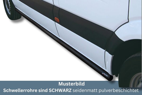 Schwellerrohre SCHWARZ ohne Tritt für Mercedes Sprinter L2 W907 W910 Edelstahl Ø63mm TÜV
